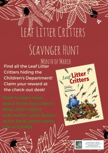 Leaf Litter Critter Scavenger Hunt 3/1/18 -3/31/18